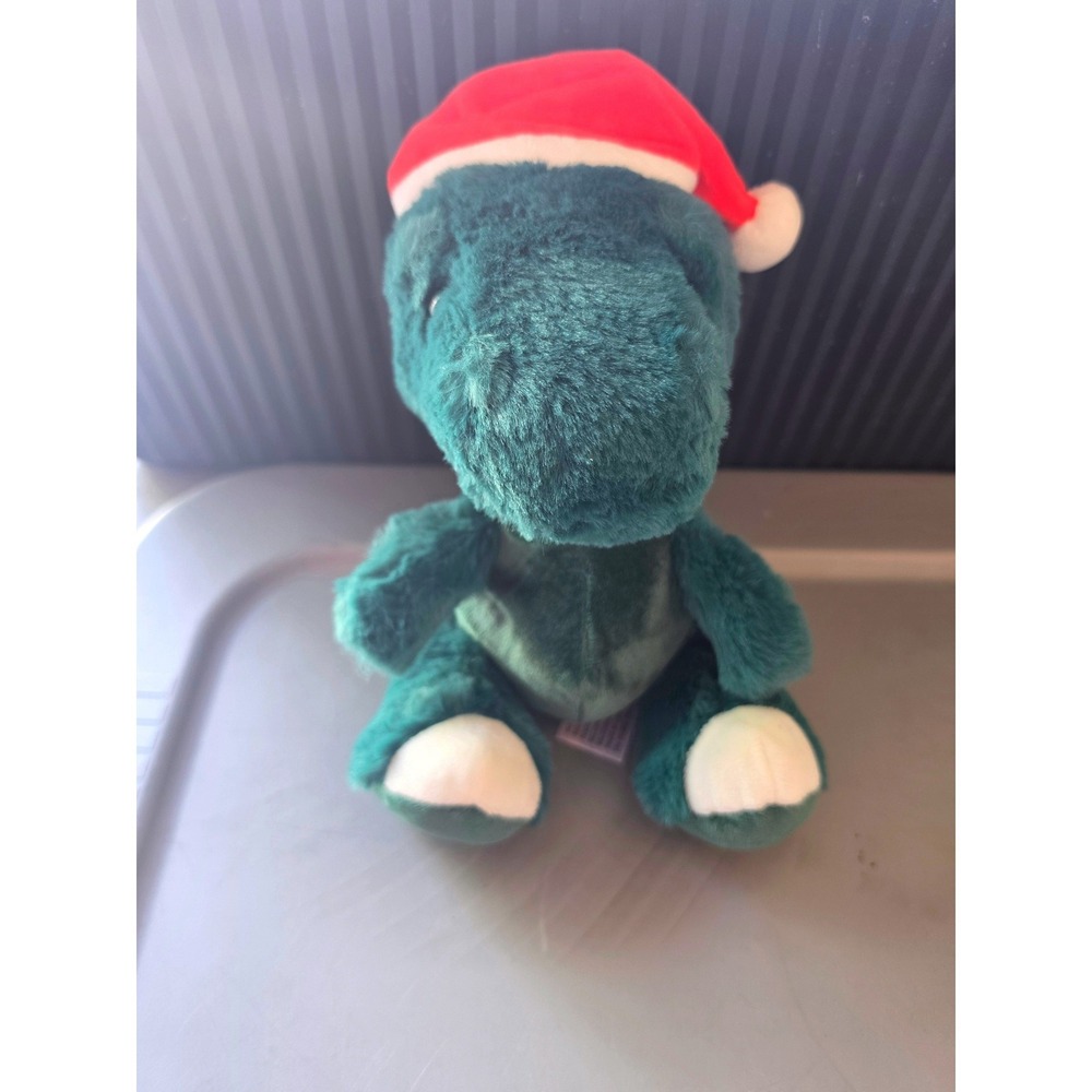 Animal Adventure Green Dinosaur Santa Hat Christmas Holiday Plush Stuffed Animal